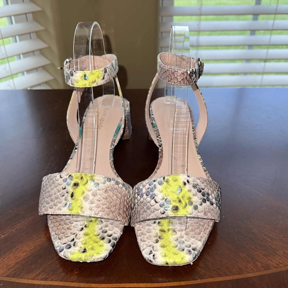 Kate Spade New York Lucia Leather Snakeskin Ankle Strap Sandals Shoes Sz 8B
